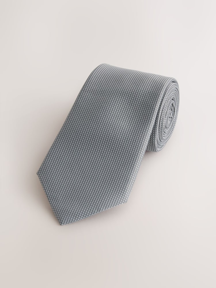 Grey Slim Textured Tie - Image 1 of 3 Grey Slim Textured Tie - Image 1 of 3