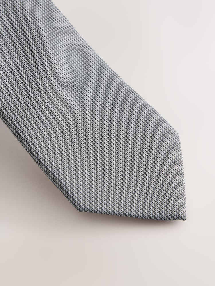 Grey Slim Textured Tie - Image 2 of 3 Grey Slim Textured Tie - Image 2 of 3