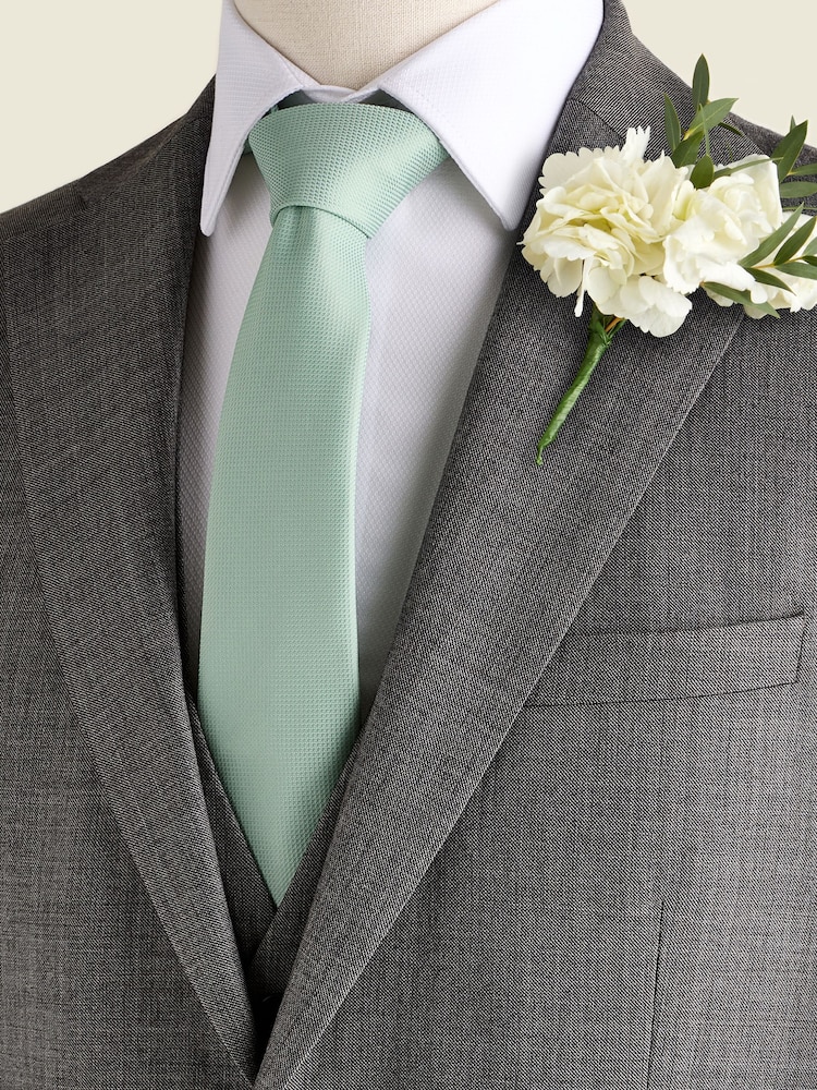 Sage Green Slim Textured Tie - Image 1 of 4 Sage Green Slim Textured Tie - Image 1 of 4