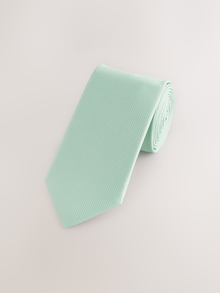 Sage Green Slim Textured Tie - Image 2 of 4 Sage Green Slim Textured Tie - Image 2 of 4