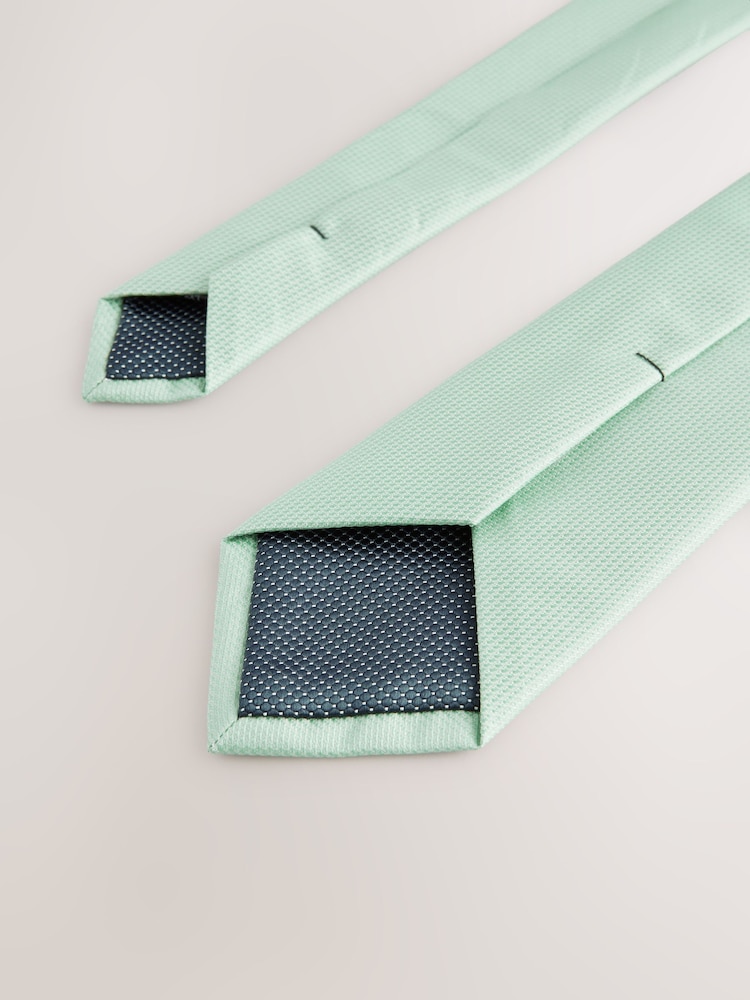 Sage Green Slim Textured Tie - Image 4 of 4 Sage Green Slim Textured Tie - Image 4 of 4