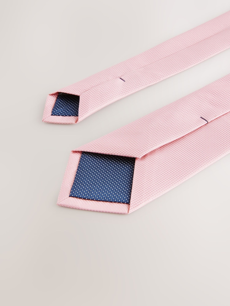 Pink Slim Textured Tie - Image 3 of 3