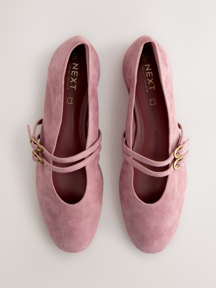 Pink Suede - Кожаные туфли Мэри Джейн с круглым носком Forever Comfort® - Изображение 1 из 10