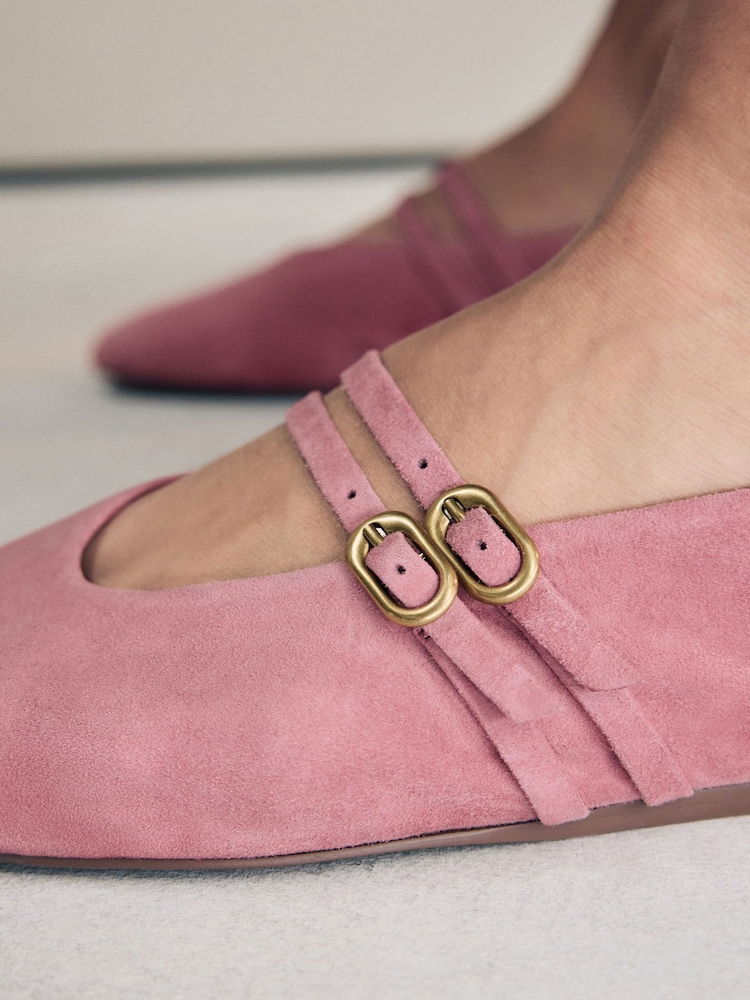 Daim rose - Chaussures Mary Jane en cuir à bout rond Forever Comfort® - Image 6 of 10