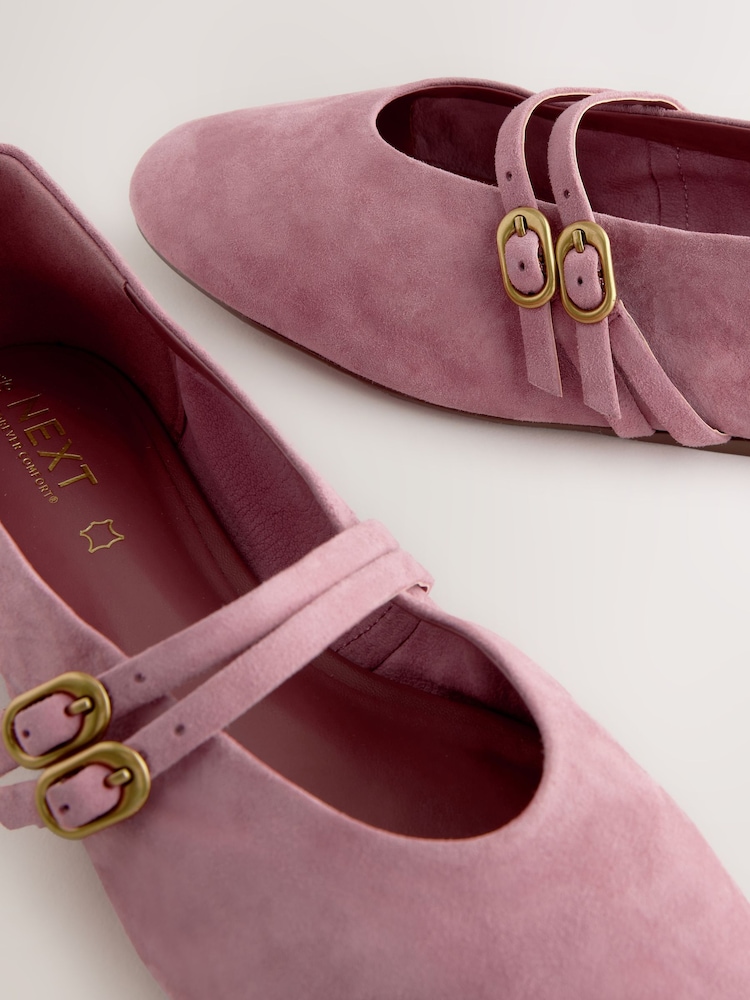 Daim rose - Chaussures Mary Jane en cuir à bout rond Forever Comfort® - Image 9 of 10