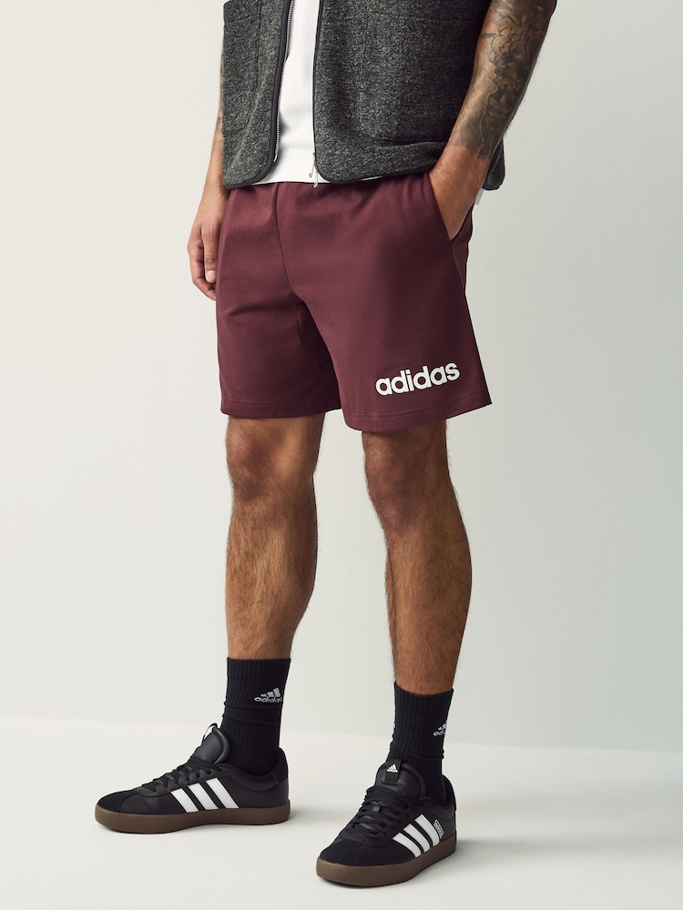 adidas Burgundy Red Essentials Linear Single Jersey Shorts - Image 1 of 6