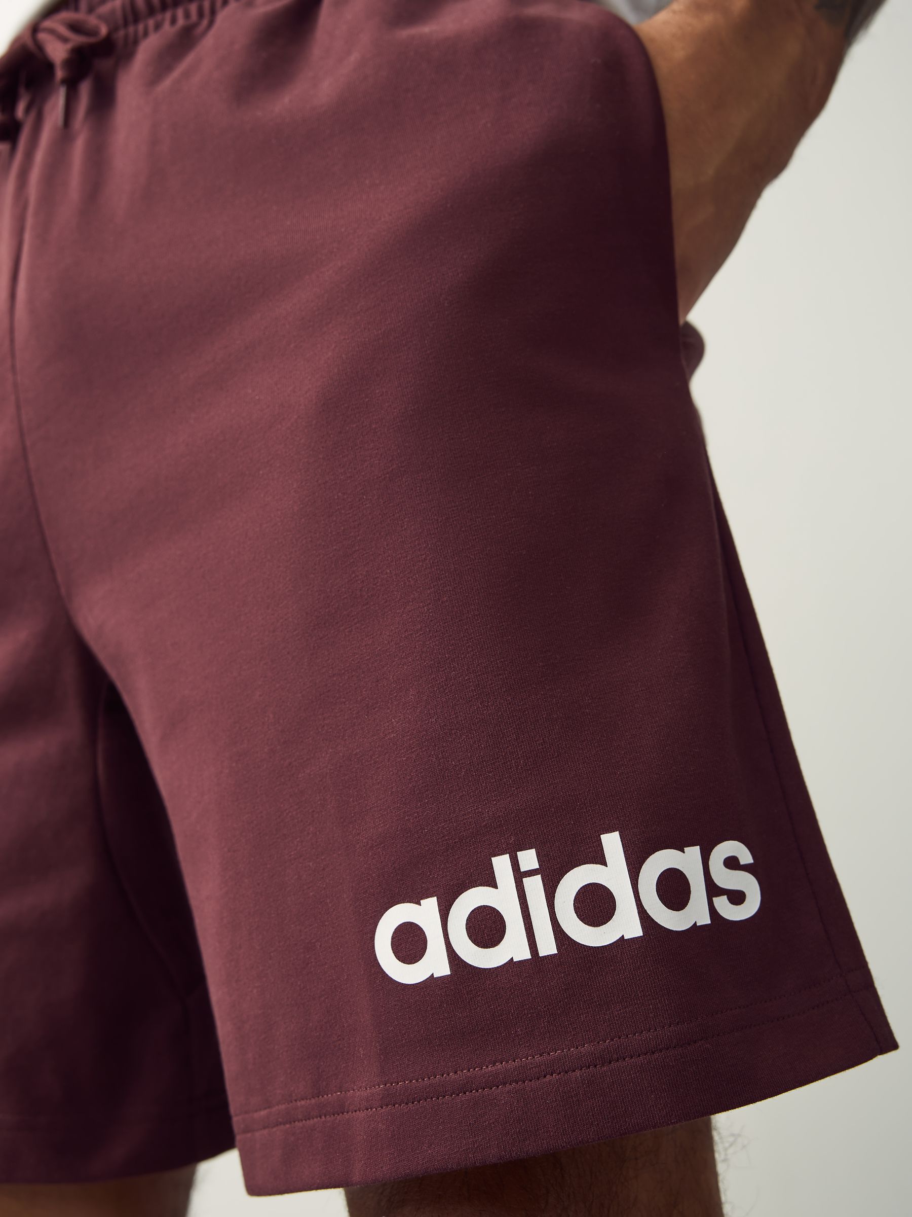 Buy adidas Burgundy Red Essentials Linear Single Jersey Shorts