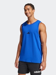 adidas Blue Essentials Small Logo 100% Cotton Tank Top - Image 1 of 7