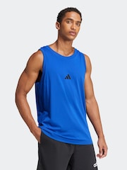 adidas Blue Essentials Small Logo 100% Cotton Tank Top - Image 3 of 7
