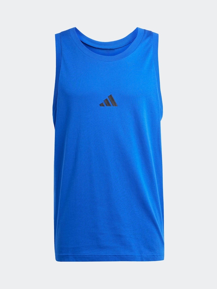 adidas Blue Essentials Small Logo 100% Cotton Tank Top - Image 7 of 7