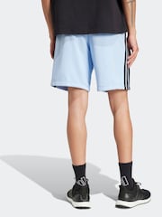 adidas Light Blue Essential 3-Stripes French Terry Shorts - Image 2 of 6