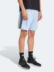 adidas Light Blue Essential 3-Stripes French Terry Shorts - Image 3 of 6
