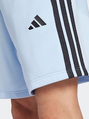 adidas Light Blue Essential 3-Stripes French Terry Shorts - Image 4 of 6