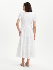 Finery White Jemma Cotton Broderie Tiered Midi Dress - Image 2 of 4