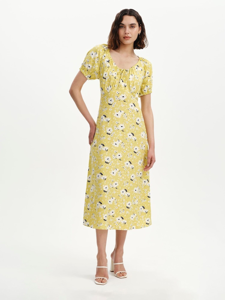 Finery Green Floral Jada Puff Sleeve Midi Dress - Image 1 of 4 Finery Green Floral Jada Puff Sleeve Midi Dress - Image 1 of 4