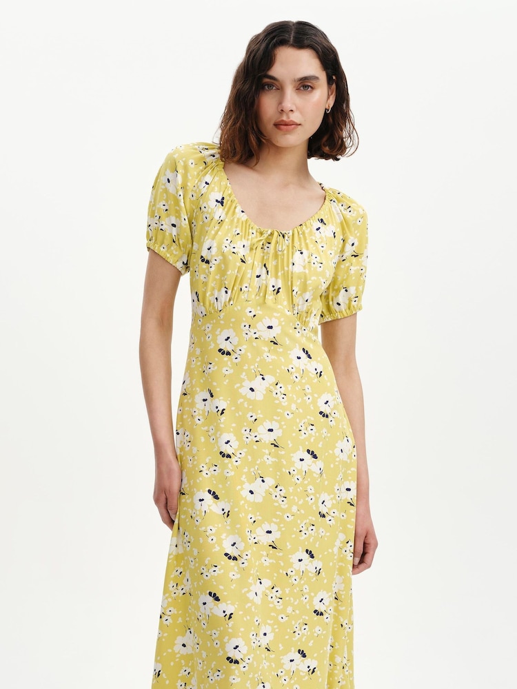 Finery Green Floral Jada Puff Sleeve Midi Dress - Image 4 of 4 Finery Green Floral Jada Puff Sleeve Midi Dress - Image 4 of 4