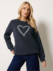 M&Co Blue Animal Printed Heart Sweatshirt - Image 1 of 6