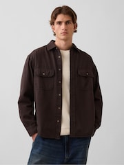 Gap Brown UltraSoft Denim Relaxed Utility Shirt - Image 1 of 5