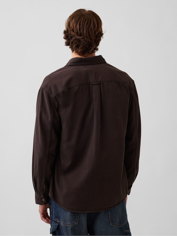 Gap Brown UltraSoft Denim Relaxed Utility Shirt - Image 2 of 5