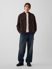 Gap Brown UltraSoft Denim Relaxed Utility Shirt - Image 3 of 5