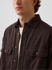 Gap Brown UltraSoft Denim Relaxed Utility Shirt - Image 4 of 5