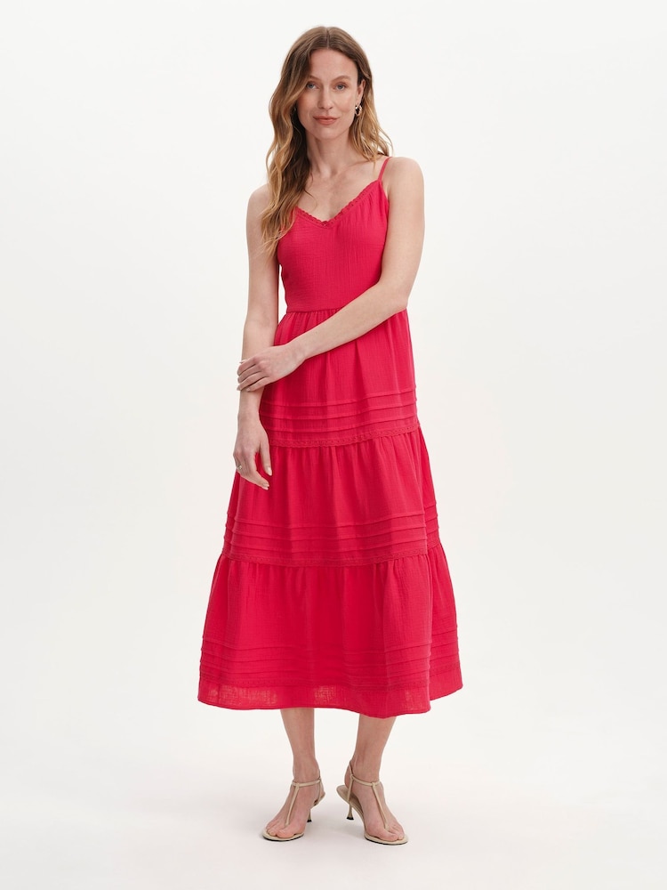 Roz - Rochie midi Finery Hazel din pânză de bumbac - Imaginea 1 din 4