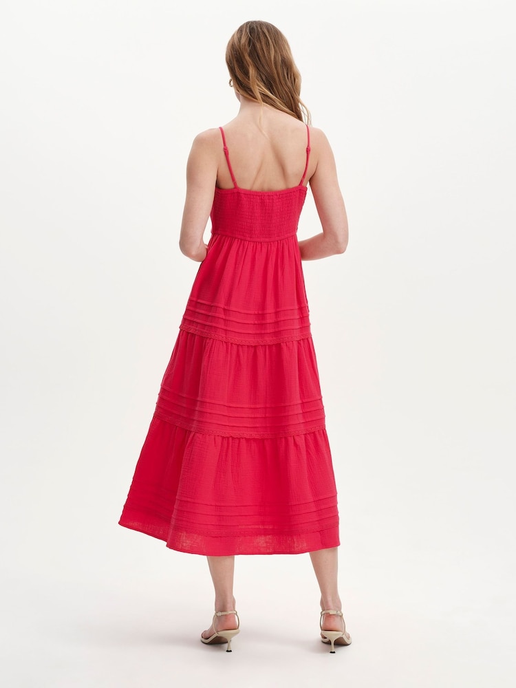 Roz - Rochie midi Finery Hazel din pânză de bumbac - Imaginea 2 din 4