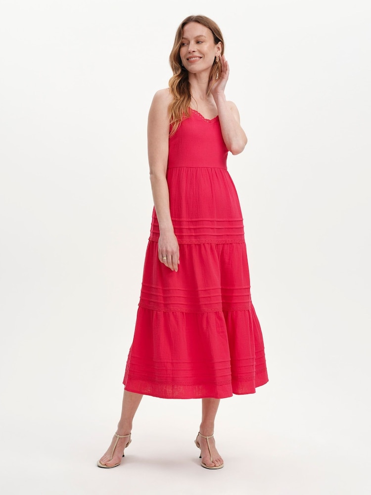 Roz - Rochie midi Finery Hazel din pânză de bumbac - Imaginea 4 din 4