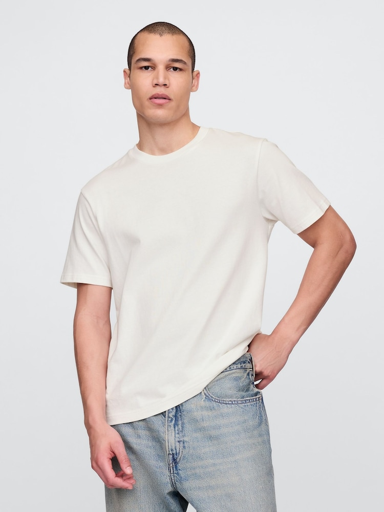 Grädde - Gap Heavyweight Avslappnad Kort ärm T-shirt - Bild 1 av 4