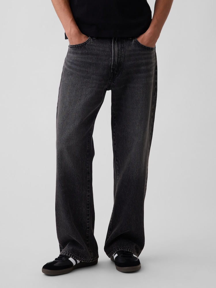 Czarny z efektem sprania - Gap Loose Bootcut Jeans - Obraz 1 z 6 Czarny z efektem sprania - Gap Loose Bootcut Jeans - Obraz 1 z 6