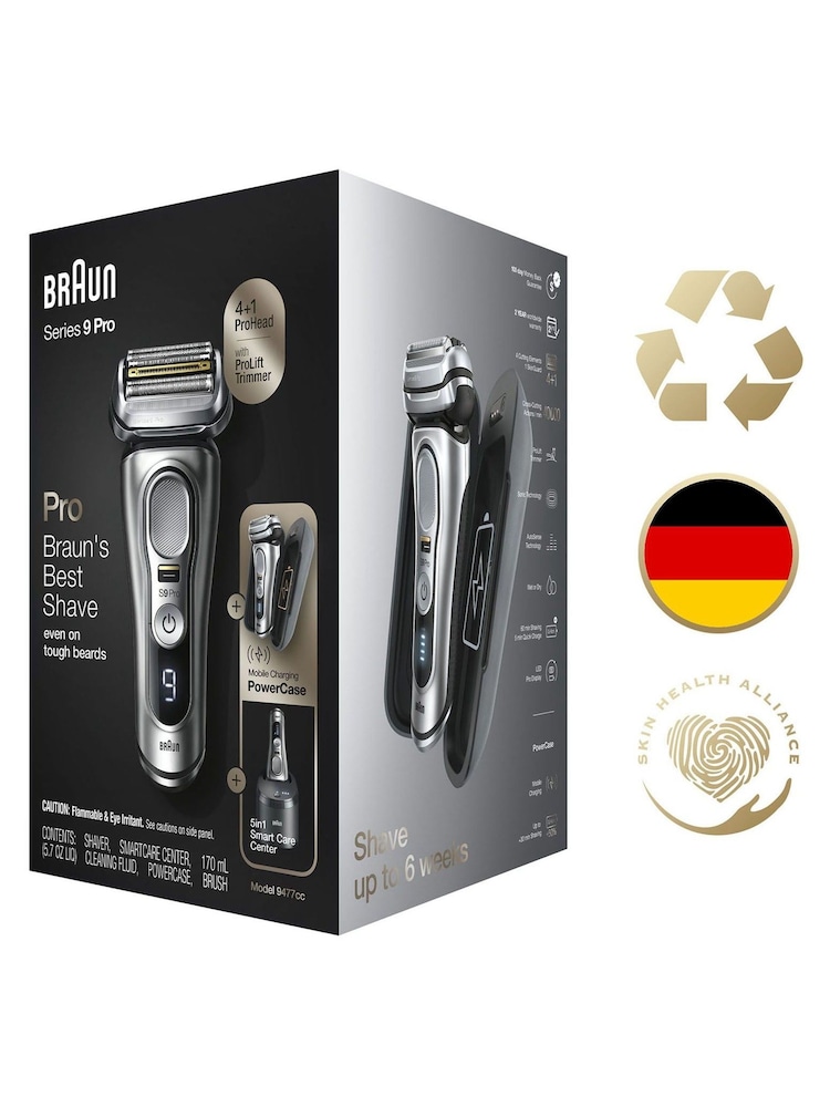 Braun Series 9 Pro 9477cc Electric Shaver for Men, 4+1 Head with ProLift Trimmer, PowerCase, 5-in-1 SmartCare Center - Image 5 of 5