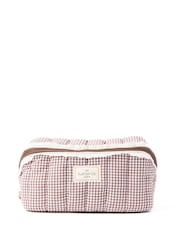 The Flat Lay Co. Mocha Gingham with Frill Marshmallow Flat Lay Makeup Box Bag - Image 1 of 4