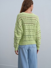 Green Sage 100% Cotton Stitch Knitted Cardigan - Image 2 of 8