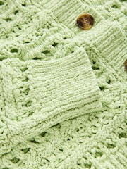 Green Sage 100% Cotton Stitch Knitted Cardigan - Image 7 of 8