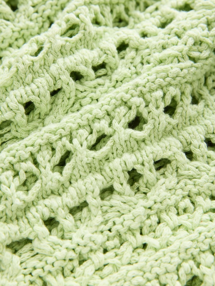 Green Sage 100% Cotton Stitch Knitted Cardigan - Image 8 of 8