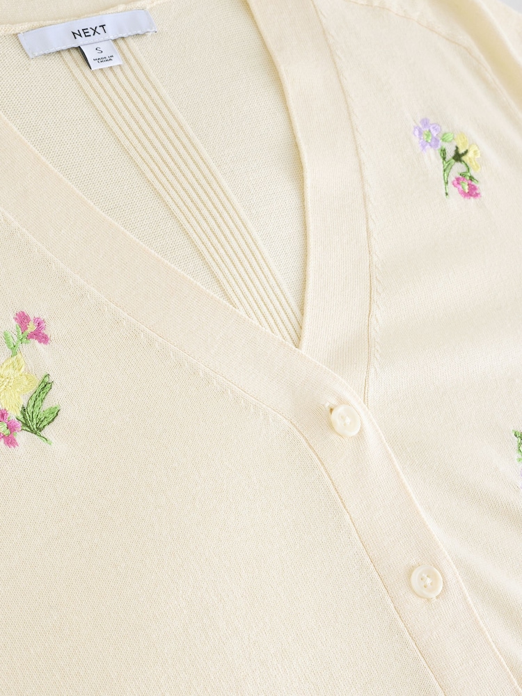 Floral Embroidery Soft Touch Button Up Knitted Cardigan - Image 8 of 9