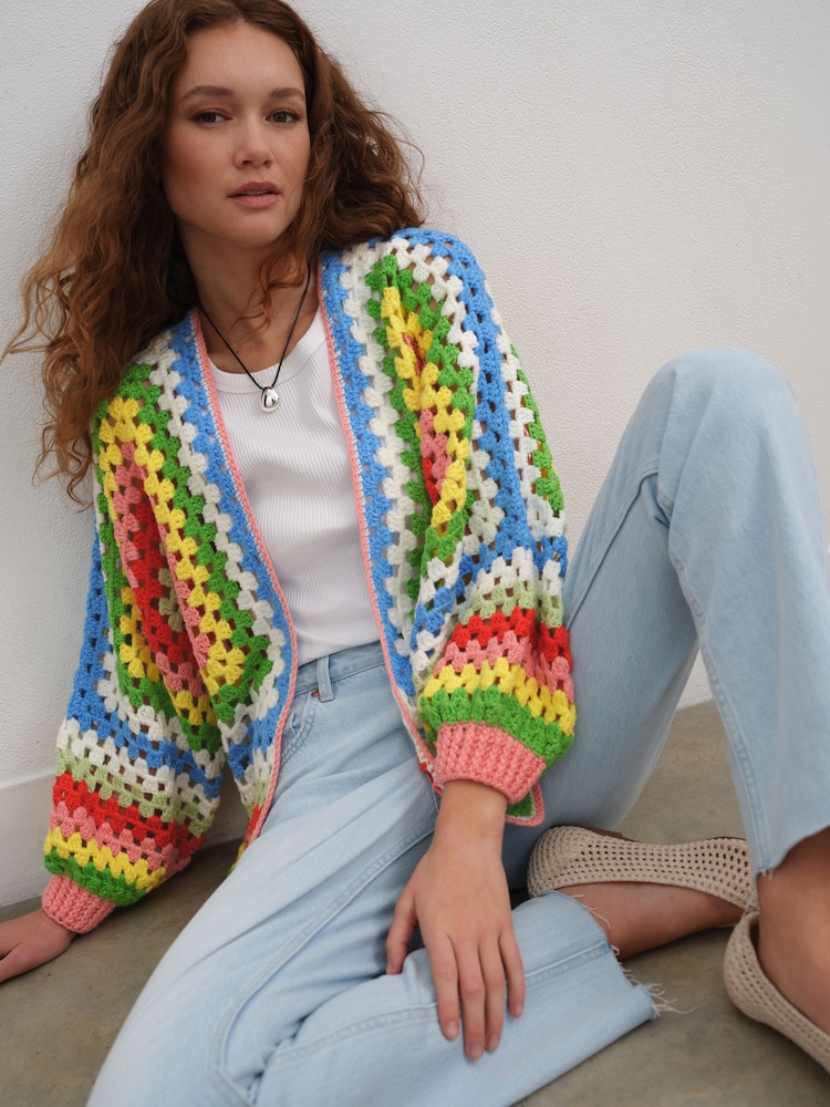 Bright N. Premium Oversized Hand Crochet Relaxed Bright Cardigan - Image 1 of 7