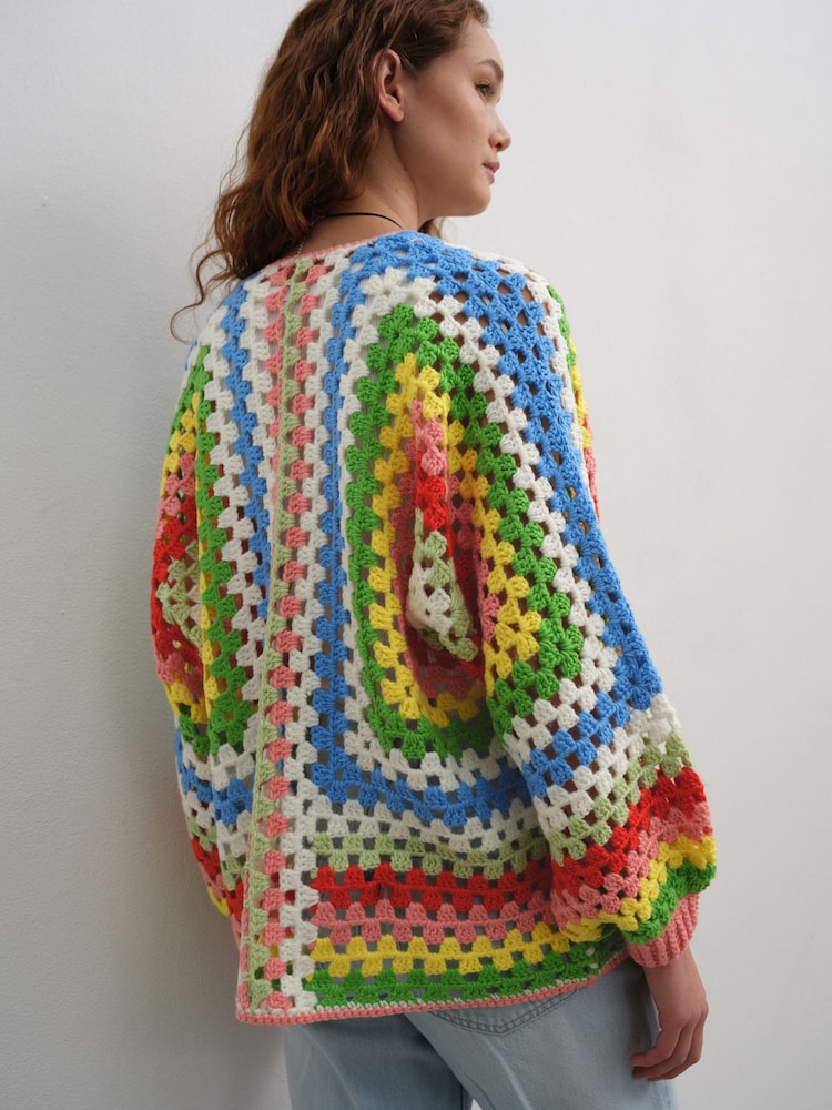 Bright N. Premium Oversized Hand Crochet Relaxed Bright Cardigan - Image 2 of 7