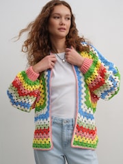 Bright N. Premium Oversized Hand Crochet Relaxed Bright Cardigan - Image 3 of 7