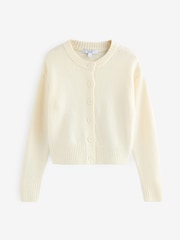 White/Ecru Crew Neck Knitted Cardigan - Image 5 of 7