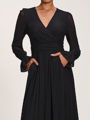 Jolie Moi Black Long Sleeve Mesh Maxi Dress - Image 3 of 6