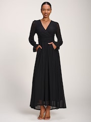 Jolie Moi Black Long Sleeve Mesh Maxi Dress - Image 6 of 6