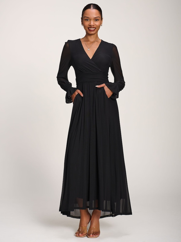 Jolie Moi Black Long Sleeve Mesh Maxi Dress - Image 6 of 6 Jolie Moi Black Long Sleeve Mesh Maxi Dress - Image 6 of 6