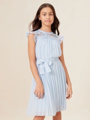 Lipsy Blue Lace Yolk Pleated Occasion Dress (2-16yrs) - Image 1 of 9
