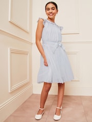 Lipsy Blue Lace Yolk Pleated Occasion Dress (2-16yrs) - Image 4 of 9