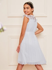 Lipsy Blue Lace Yolk Pleated Occasion Dress (2-16yrs) - Image 6 of 9