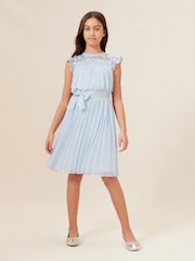 Lipsy Blue Lace Yolk Pleated Occasion Dress (2-16yrs) - Image 7 of 9