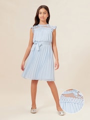 Lipsy Blue Lace Yolk Pleated Occasion Dress (2-16yrs) - Image 8 of 9
