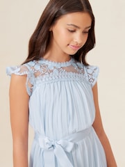 Lipsy Blue Lace Yolk Pleated Occasion Dress (2-16yrs) - Image 9 of 9
