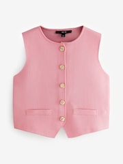 Pink Smart Button Front Waistcoat - Image 6 of 8